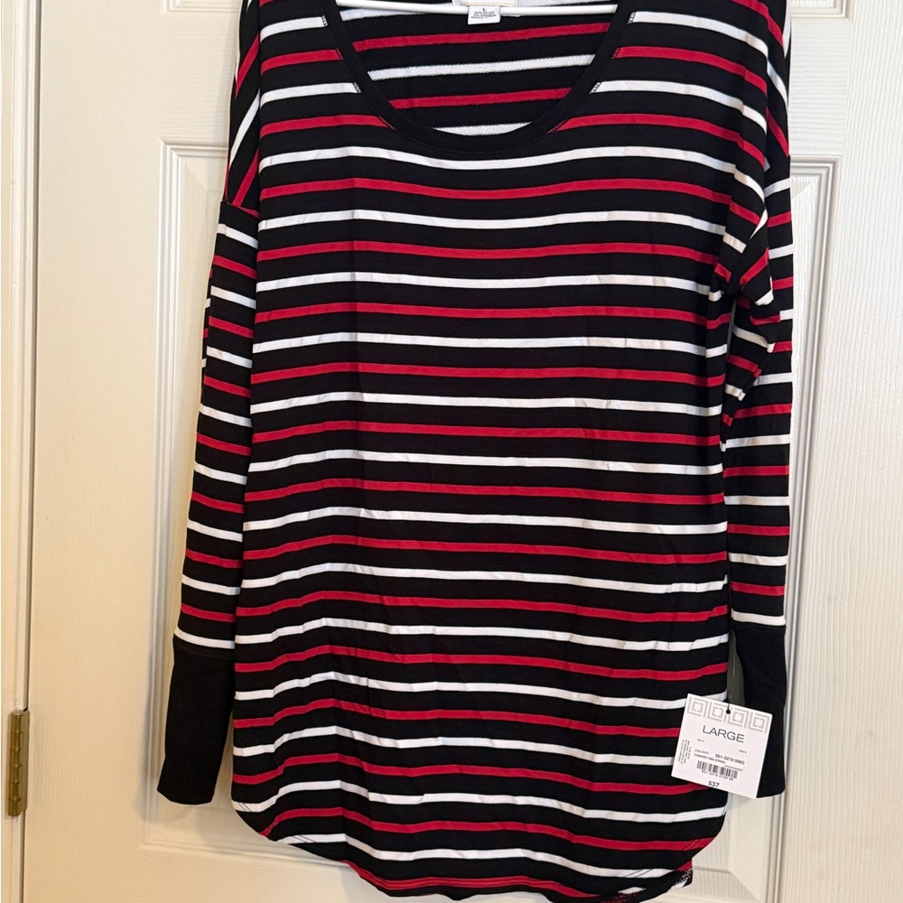 Chico's Black and Pink Striped Women's Top